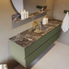 Mondiaz VICA-DLUX ensemble de meuble de salle de bain - 150cm - meuble sous-vasque armée - 2 tiroirs - lavabo encastré nuage milieu - 1 trou de robinet - miroir modèle spot - version XL 60cm haut - lave SW1099239