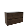 Saniclass Holz Atelier Meuble de salle de bain - 100x45x60cm - lavabo en céramique blanc - 1 vasque - sans trous de robinet - 2 tiroirs - Charcoal SW1437728