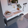 Mondiaz ALAN-DLUX Ensemble de meuble - 110cm - meuble Plata mat - 1 tiroir - Lavabo Cloud Glace suspendu - vasque Droite - 0 trous de robinet SW806110