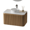 Royal Plaza Terra Edge Badkamermeubelset - 80x44.7x46cm - solid surface topblad wit mat - 2 lades - sandwood (licht eiken) SW1471954