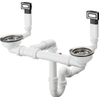 Hansgrohe D15-10 mechanische afvoerset voor dubbele waskom RVS-look SW1567264