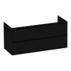 Saniclass New Future onderkast 119x45.5x55cm greeploos hangend 1 sifonuitsparing met 2 softclose lades MDF hoogglans zwart SW24872 Saniclass New Future onderkast 119x45.5x55cm greeploos hangend 1 sifonuitsparing met 2 softclose lades MDF hoogglans zwart SW24872