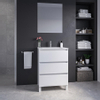 Saniclass Chaci PLUS Meuble de salle de bain - 60x86x46cm - lavabo en céramique blanc - 1 vasque - 1 trou de robinet - 3 tiroirs - miroir rectangulaire - blanc mat SW926034