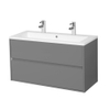 Adema Bella badmeubelset 99x45.5x55cm greeploos zonder spiegel met overloop mat grijs SW108340 Adema Bella badmeubelset 99x45.5x55cm greeploos zonder spiegel met overloop mat grijs SW108340