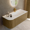 Mondiaz KURVE-DLUX Ensemble de meuble de salle de bains - 115x46x40cm - 1 tiroir - 1 porte - vasque solid surface - droite - 1 trou de robinet - Dusk SW1415076