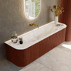 Mondiaz KURVE-DLUX Ensemble meuble de salle de bains - 160x46x40cm - 1 tiroir - 2 portes - vasque solid surface - centre - sans trou de robinet - Ruby SW1415655