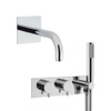 Crosswater MPRO Inbouwbadkraan - 27.5x12cm - thermostatisch - met handdoucheset - met uitloop - 16cm - hoogglans chroom SW108531