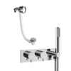 Crosswater MPRO Inbouwbadkraan - 27.5x12cm - thermostatisch - met handdoucheset - met badvulcombinatie - hoogglans chroom SW108532