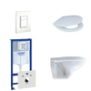 Adema Classico toiletset bestaande uit inbouwreservoir, toiletpot, toiletzitting en bedieningsplaat wit SW110942