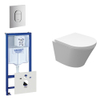 Wiesbaden Vesta Spoelrandloos toiletset bestaande uit inbouwreservoir, compact wandcloset met toiletzitting en bedieningsplaat verticaal chroom SW110965