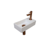 Ink Versus pack lave-mains – 36 x 18 x 9 cm – porcelaine blanche – perçage à droite – robinet or rose mat SW450907