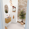 Mondiaz JOYA-DLUX 50cm toiletmeubel - kleur Oak - Wastafel FAYE positie Links Zonder kraangat kleur Saba. SW1424174