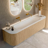 MONDIAZ KURVE 170cm Meuble salle de bain avec module 25 G et D - couleur Oak - 1 tiroir - 2 portes - vasque BIG LARGE centre - sans trous de robinet - Talc SW1138199