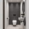 Adema Salina 2.0 Ensemble WC - 48.5x36x32cm - fond profond - sans rebord de rinçage - réservoir encastré QeramiQ - descente amortie - déclipsage rapide - abattant WC - plaque de commande métallique noire mate - boutons rectangulaires - blanc SW1474592