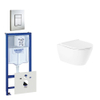 QeramiQ Salina Pack WC - réservoir encastré - sans bride - WC suspendu - fermeture douce - plaque de déclenchement verticale/horizontale inox SW158376