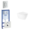 QeramiQ Salina Pack WC - réservoir encastré - sans bride - WC suspendu - fermeture douce - plaque de déclenchement verticale en chrome mat SW158378