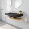 MONDIAZ ALAN 100cm - Ensemble meuble de salle de bains - tablette - chêne blanchi - lavabo suspendu - vasque gauche - 1 trou de robinet - urban SW408882