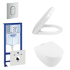 Villeroy en Boch ViFresh toiletset bestaande uit inbouwreservoir, diepspoel wandcloset met softclose toiletzitting en bedieningsplaat verticaal mat chroom SW158519 Villeroy en Boch ViFresh toiletset bestaande uit inbouwreservoir, diepspoel wandcloset met softclose toiletzitting en bedieningsplaat verticaal mat chroom SW158519