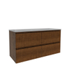 Saniclass Holz Atelier Meuble de salle de bain - 120x45x60cm - lavabo en céramique blanc - 2 vasques - sans trous de robinet - 2 tiroirs - Walnut pure SW1437733