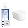 Clou Hammock Compact Pack WC avec réservoir à encastrer, WC suspendu avec abattant softclose et quickrelease avec plaque de commande verticale/horizontale blanc SW159213