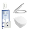 Villeroy & Boch O.novo DirectFlush Pack WC avec réservoir encastrable, WC murale avec abattant frein de chute et déclipsable, plaque de commande verticale/horizontale Blanc SW159220