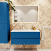 Mondiaz VICA Ensemble de meuble de salle de bain - 110cm - meuble sous-vasque jeans - 2 tiroirs - lavabo moon gauche - 1 trou de robinet - version haute 60cm - talc SW1081512