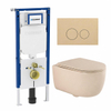 QeramiQ Dely Swirl Toiletset - 36.3x51.7cm - Geberit UP720 Duofix Sigma inbouwreservoir - slim zitting - bedieningsplaat beige - ronde knoppen - mat beige SW1412315