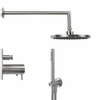 Qisani Flow regendoucheset met 2-wegs inbouw thermostaatkraan inclusief hoofddouche en handdouche met houder inbouw RVS SW108375 Qisani Flow regendoucheset met 2-wegs inbouw thermostaatkraan inclusief hoofddouche en handdouche met houder inbouw RVS SW108375