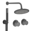 Crosswater MODULE Regendoucheset inbouw - 2 hendels - 30cm douchekop - handdouche - wandarm - slate gunmetal (antraciet) SW1472380