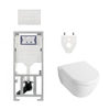 Villeroy & Boch Subway 2.0 DirectFlush toiletset - Geberit UP320 inbouwreservoir - softclose - QeramiQ Push glans wit bedieningsplaat - rechthoekige knoppen - white alpin SW791649