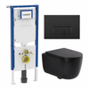 QeramiQ Dely Swirl Toiletset - 36.3x51.7cm - Geberit UP720 Duofix Sigma inbouwreservoir - 35mm zitting - bedieningsplaat mat zwart - rechthoekige knoppen - mat zwart SW1413941