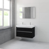 Bruynzeel Pinto badmeubelset 65.3x100x46cm 2 kraangaten 1 wasbak 2 lades met spiegel met softclose composite zwart eiken SW384849 Bruynzeel Pinto badmeubelset 65.3x100x46cm 2 kraangaten 1 wasbak 2 lades met spiegel met softclose composite zwart eiken SW384849