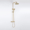FugaFlow Eccelente Sobrado Ensemble de douche pluie - thermostatique - pommeau 25cm - douchette ronde - Laiton brossé PVD SW1124330