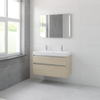 Bruynzeel Pinto badmeubelset 65.3x100x46cm 2 kraangaten 1 wasbak 2 lades met spiegel met softclose composite natuur eiken SW384817 Bruynzeel Pinto badmeubelset 65.3x100x46cm 2 kraangaten 1 wasbak 2 lades met spiegel met softclose composite natuur eiken SW384817
