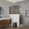 Fortifura Galeria Douche à l'italienne mi-hauteur - 120x80cm - verre fumé - 8mm - nano - avec profilé et barre de renfort - Noir Mat SW1248335