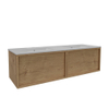 Saniclass Holz Framse Ensemble meuble de salle de bains - 140x45x40cm - 2 tiroirs - 2 vasques - 2 trous de robinet - trop-plein - Chêne naturel SW1437757