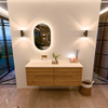 Mondiaz CIRO-DLUX Ensemble de meubles de salle de bains - 140x45x50cm - lavabo en résine minérale Meli - 1 vasque à gauche - sans trous de robinetterie - 4 tiroirs - Chêne SW1531393