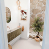 Mondiaz JOYA-DLUX 111.6cm toiletmeubel - ronding rechts kleur Dusk - Wastafel FAYE positie Links Zonder kraangat kleur Opalo. SW1423364