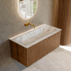 MONDIAZ KURVE-DLUX 100cm Meuble salle de bain - couleur Walnut - 1 tiroir - vasque BIG MEDIUM centre - sans trou de robinet - couleur Glace SW1138022