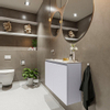 MONDIAZ TURE Toiletmeubel 80x23x50cm met 1 kraangaten 2 deuren cale mat Wastafel Eden links Solid Surface Wit SW475104
