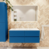 Mondiaz VICA ensemble de meuble de salle de bain - 120cm - meuble sous-vasque jeans - 4 tiroirs - lavabo cloud double - sans trous de robinet - couleur talc - miroir LED - version XL 60cm de haut SW1095618