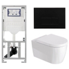 Duravit Me by starck Toiletset - inbouwreservoir met UP320 spoelmachine - softclose zitting - metaal zwart mat bedieningsplaat - rechthoekige knoppen - zwart mat SW1574325
