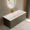 Mondiaz KURVE-DLUX Ensemble meuble de salle de bains - 110x46x40cm - 1 tiroir - lavabo solid surface - central - 1 trou de robinet - Shadow SW1414360