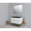 Basic Bella Meuble salle de bains 100x55x46cm avec lavabo acrylique Noir 1 trou pour robinet avec miroir Blanc brillant SW491890