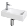 Differnz Helios fonteinset – 37.5x18.5x9.5 cm – keramiek wit – kraangat links – rechte chromen kraan SW209752