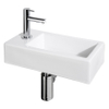 Differnz Set lave-mains 37.5x18.5cm céramique 1 trou de robinet gauche blanc SW209752