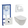 Royal plaza Belbo WC suspendu sans bride blanc mat avec réservoir encastré, abattant de WC et plaque de commande verticale/horizontale blanche SW222498