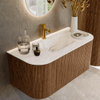 MONDIAZ KURVE-DLUX 100cm Meuble salle de bain avec module 25 G et D - couleur Walnut - 1 tiroir - 2 portes - vasque GRUNNE centre - 1 trou de robinet - couleur Frappe SW1137442