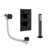 Crosswater MPRO inbouw thermostatisch badkraan verticaal 2 functies met greeps inclusief vulcombinatie en handdouche in mat zwart SW223264 Crosswater MPRO inbouw thermostatisch badkraan verticaal 2 functies met greeps inclusief vulcombinatie en handdouche in mat zwart SW223264