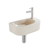 QeramiQ Fuente fonteinset – halfrond – 40x21.5x12 cm – keramiek beige – kraangat rechts – kraan geborsteld RVS SW1232816